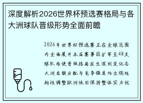 深度解析2026世界杯预选赛格局与各大洲球队晋级形势全面前瞻 深度解析2026世界杯预选赛格局与各大洲球队晋级形势全面前瞻